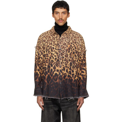 R13 Beige & Brown Shredded Seam Drop Neck Shirt