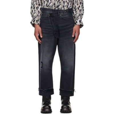 R13 Black Crossover Jeans