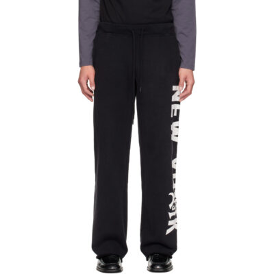 R13 Black 'New York 13' Wide Leg Sweatpants