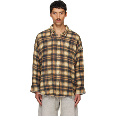 R13 Yellow Shredded Seam Drop Neck Shirt
