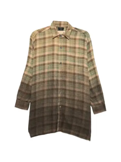R13 check-print distressed-effect shirt - Brown