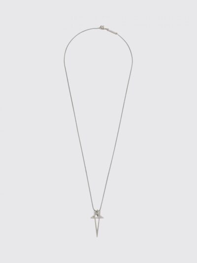 RICK OWENS Pentagram Chrome-Plated Brass Necklace with Sliding Star Pendant