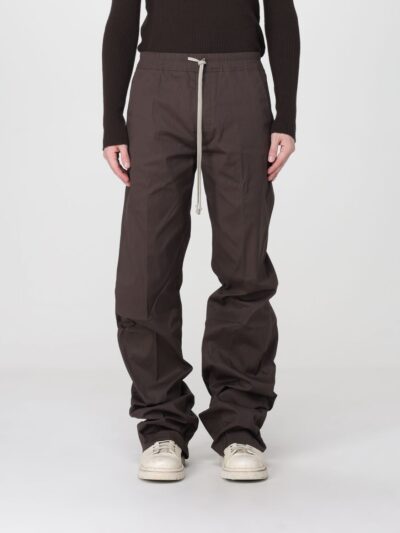 RICK OWENS Straight-Leg Trousers in Stretch Cotton with Drawstring Waist