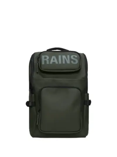 Rains matte logo-print backpack - Green