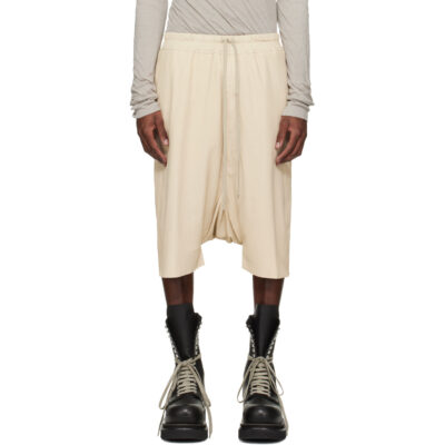 Rick Owens Beige Temple Rick S Pods Leather Shorts