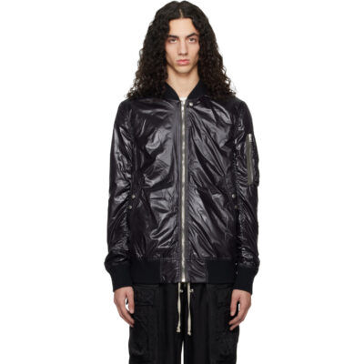 Rick Owens Black Temple Classic Flight Bomber Jacket