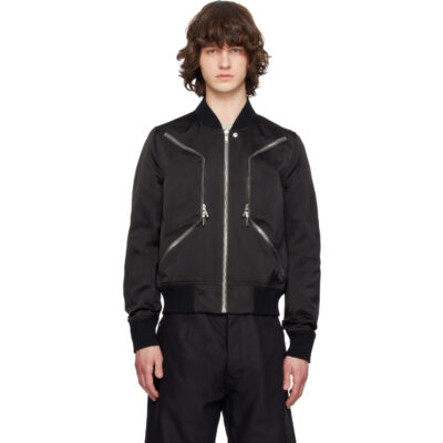 Rick Owens Black Temple Heizer Flight Bomber Jacket