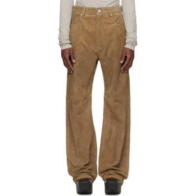 Rick Owens Brown Temple Geth Suede Pants