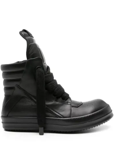 Rick Owens Geobasket high-top leather sneakers - Black