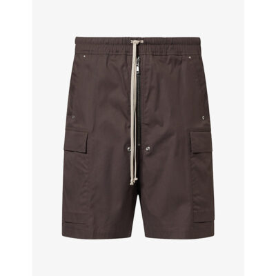 Rick Owens Mens Rick Owens Cargobela Patch-Pocket Cotton-Blend Shorts
