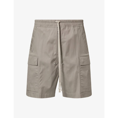 Rick Owens Mens Rick Owens Cargobela Patch-Pocket Cotton-Blend Shorts