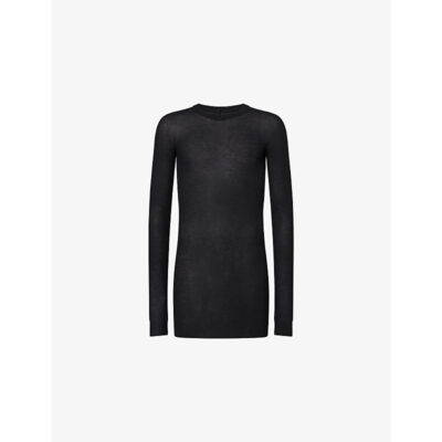 Rick Owens Mens Rick Owens Long-Sleeve Ribbed Silk-Blend T-Shirt
