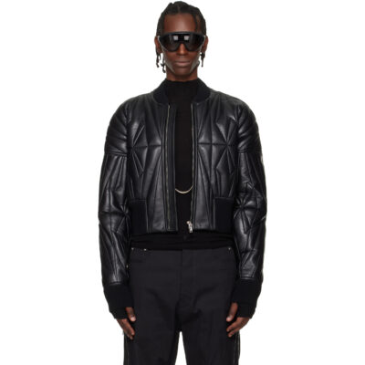 Rick Owens Moncler + Rick Owens Black Geocamo Cropped Flight Jacket