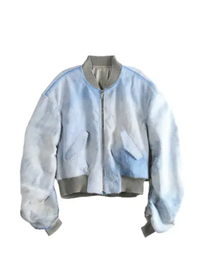 Rick Owens Secchia Flight zip-up leather bomber jacket - Blue