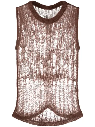 Rick Owens Spider open-knit tank top - Brown