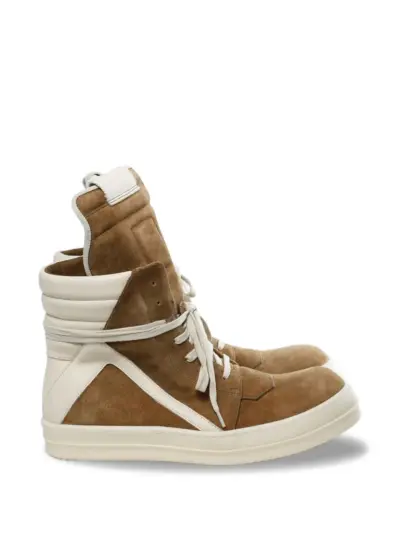 Rick Owens Temple Geobasket sneakers in full grain calf leather - Brown