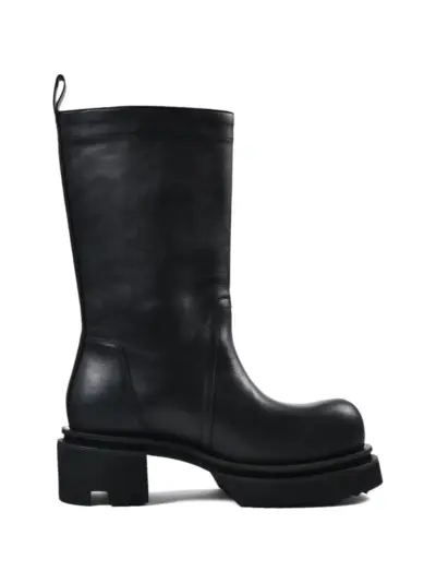 Rick Owens Temple calf pull on Bogun boots in washed calf leather - Black