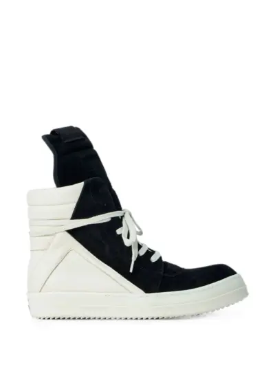 Rick Owens Tower Geobasket sneakers in suede leather and full grain calf leather - Black