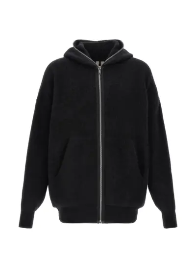 Rick Owens Tower Gimp hun hoodie in alpaca knit - Black