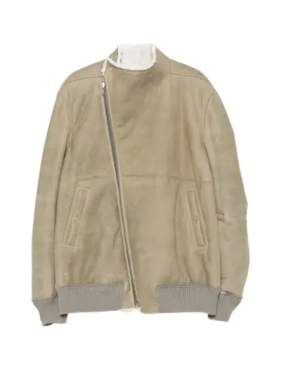 Rick Owens Tower Hollywood flight jacket in suede shearling - Green