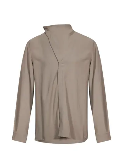 Rick Owens Tower Island shirt in heavy cady - Grey