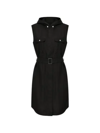 Rick Owens belted hooded sleeveless coat - Black