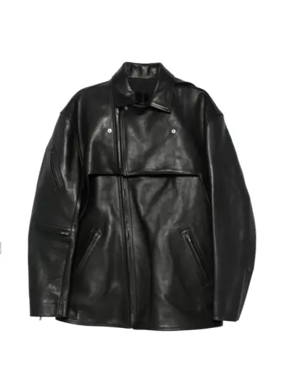 Rick Owens layered leather jacket - Black