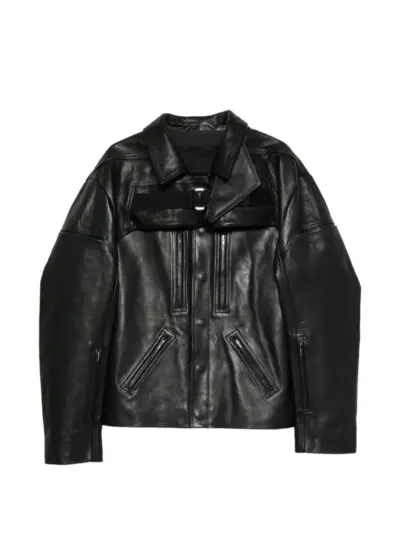 Rick Owens multi-panelled layered leather jacket - Black