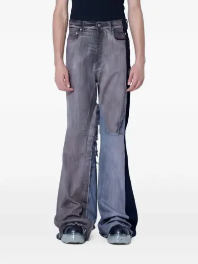 Rick Owens panelled raw-edge jeans - Grey