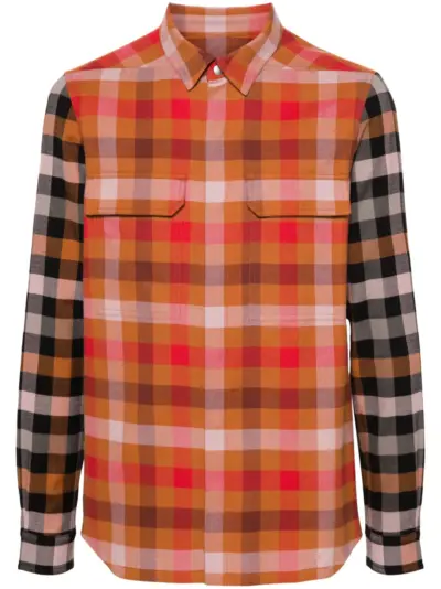 Rick Owens plaid flannel shirt - Red