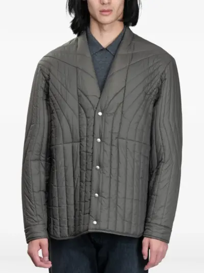 Rick Owens quilted curved-hem jacket - Grey