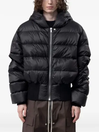 Rick Owens quilted hooded jacket - Black
