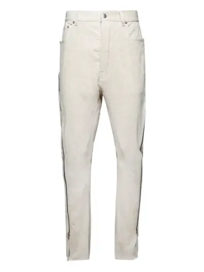Rick Owens zip-detail corduroy trousers - White