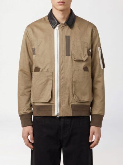 SACAI X CARHARTT WIP Polyester Bomber Jacket with Leather Collar and Zip Closure