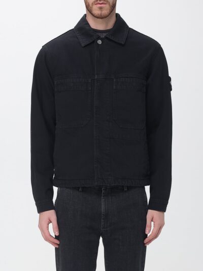 STONE ISLAND Coach Jacket in Cotton Denim with Compass Logo Patch on the Sleeve