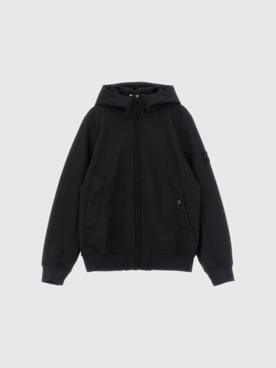 STONE ISLAND JUNIOR Boys' Softshell Hooded Lightweight Jacket with Logo Patch