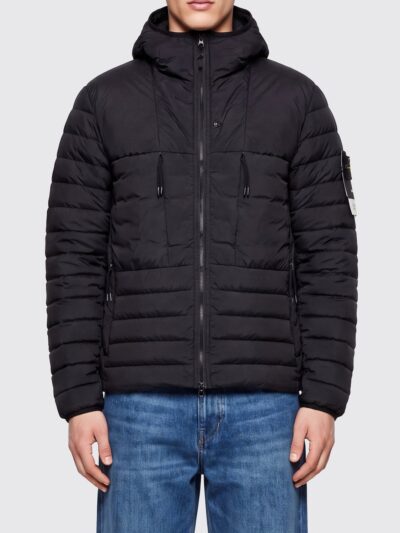 STONE ISLAND Quilted Nylon Puffer Jacket with Hood and Down Padding