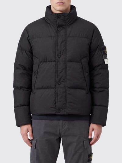 STONE ISLAND Short Quilted Water-Repellent Nylon Down Jacket with Logo