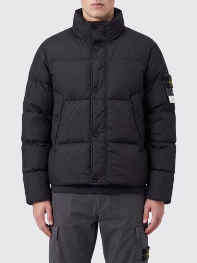 STONE ISLAND Short Quilted Water-Repellent Nylon Down Jacket with Logo