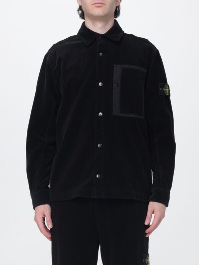 STONE ISLAND Velvet Shirt Jacket with Compass Logo