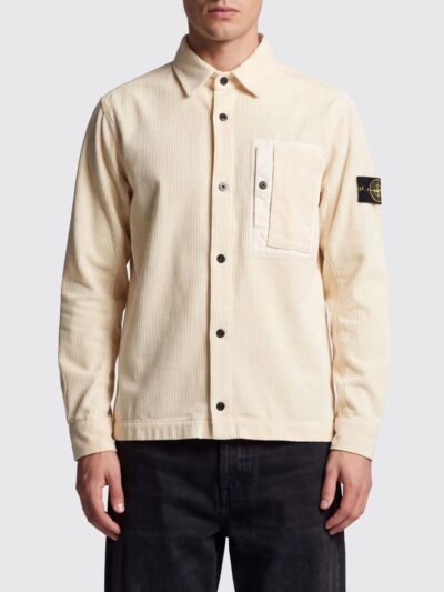 STONE ISLAND Velvet Shirt Jacket with Compass Logo