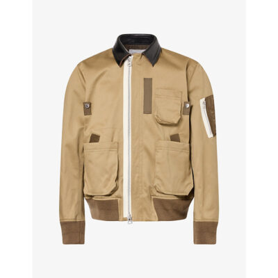 Sacai Mens Sacai Patch-Pocket Collared Cotton Jacket