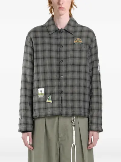 Song For The Mute check-pattern patch-detail jacket - Grey