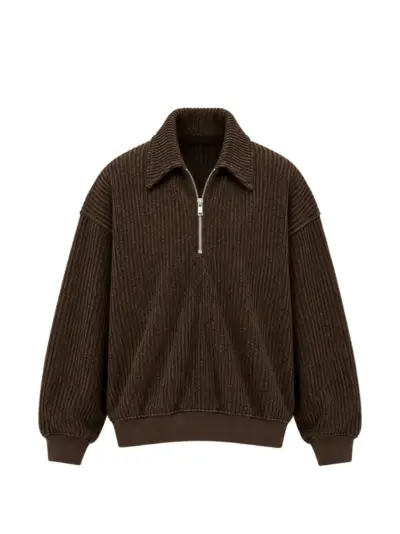 Song For The Mute half-zip ribbed-knit sweater - Brown