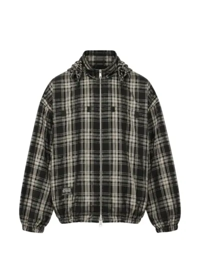 Song For The Mute hooded tartan track jacket - Black