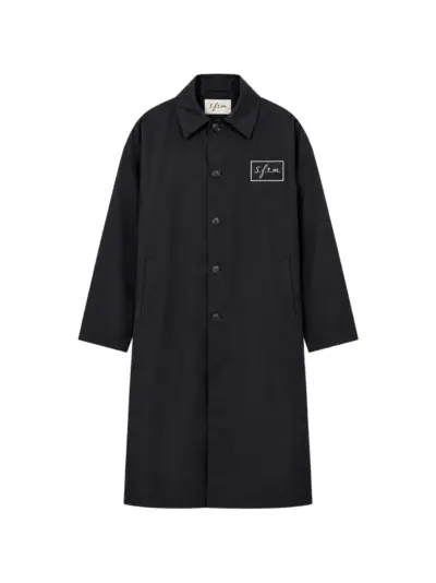 Song For The Mute logo-patch single-breasted coat - Black