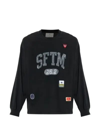 Song For The Mute logo-print patch-detail T-shirt - Black