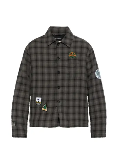 Song For The Mute quilted checked shirt jacket - Grey