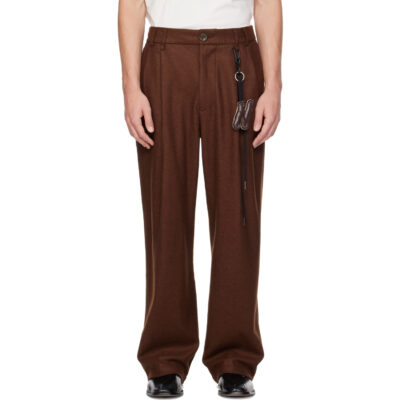 Song for the Mute Brown Wool Double-Pleat Key Clasp Trousers