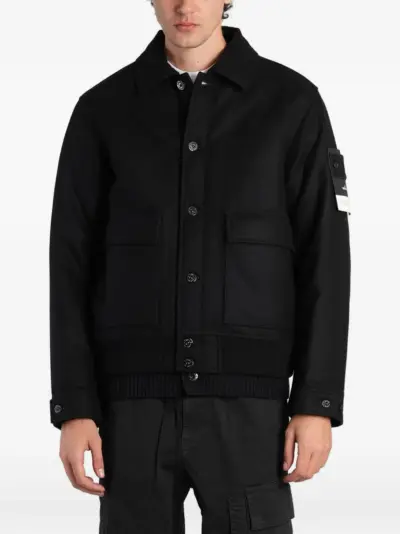 Stone Island 4100017 wool nylon Flannel_S.I. ghost jacket - Black